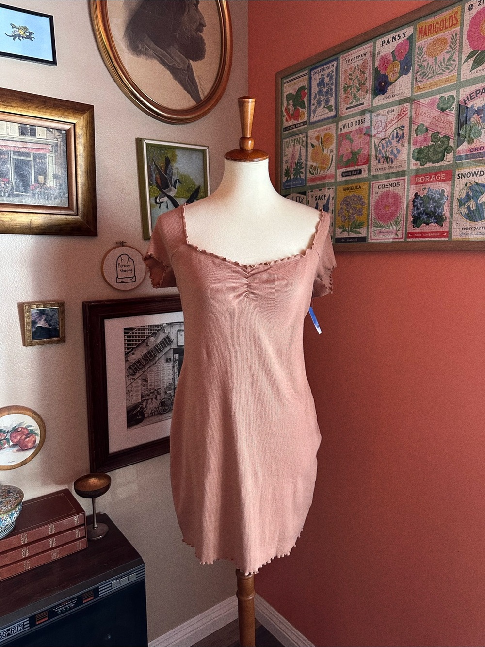 Abound Neutral Lettuce-Edge Mini Dress